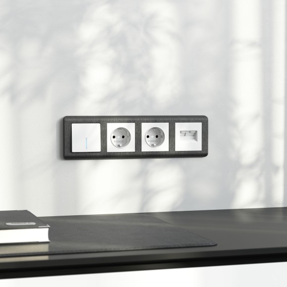 Рамка из поликарбоната на 4 поста Stream графит W0042104