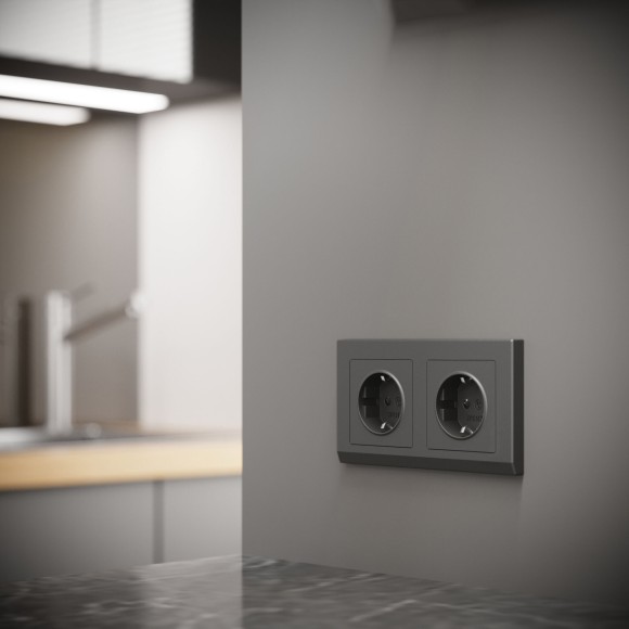 Рамка из поликарбоната на 2 поста Stark графит матовый W0021864 Рамка из поликарбоната на 2 поста Stark графит матовый W0021864