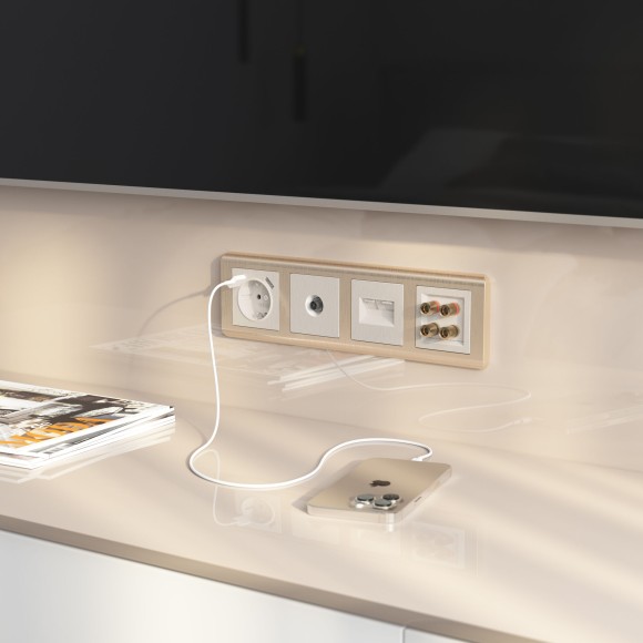 Акустическая розетка (перламутровый рифленый) WL13-AUDIOx4