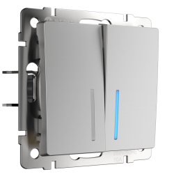 Выключатель двухклавишный с подсветкой (серебряный) WL06-SW-2G-LED Werkel