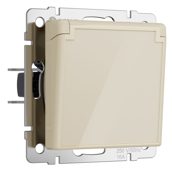 Розетка влагозащ. с зазем. с защит. крышкой и шторками (айвори акрил) W1171243 Розетка влагозащ. с зазем. с защит. крышкой и шторками (айвори акрил) W1171243