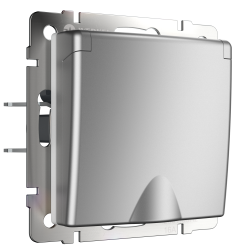 W1171206/ Розетка влагозащ. с зазем. с защит. крышкой и шторками (серебряный) W1171206