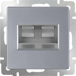 Розетка двойная Ethernet RJ-45  (серебряный) WL06-RJ45+RJ45