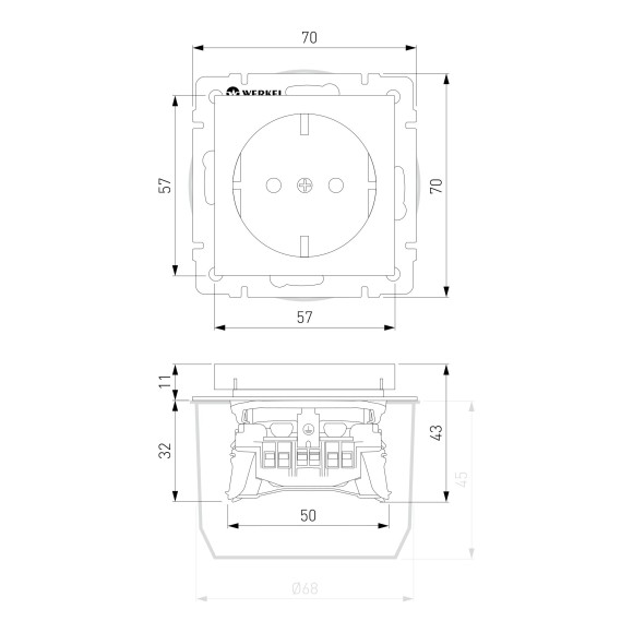 Розетка с заземлением (айвори акрил) W1171043 Розетка с заземлением (айвори акрил) W1171043