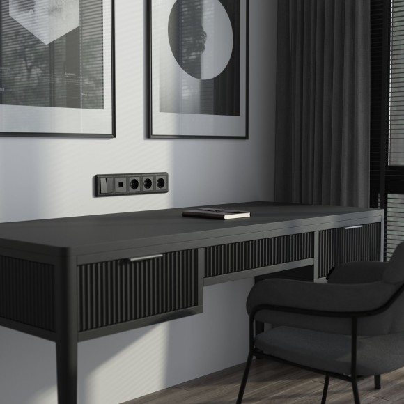 Рамка из поликарбоната на 5 постов Stream графит W0052104