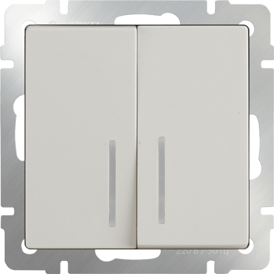 Выключатель двухклавишный с подсветкой (слоновая кость) WL03-SW-2G-LED-ivory Werkel