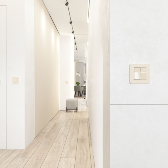 Выключатель двухклавишный проходной (айвори акрил) W1122043