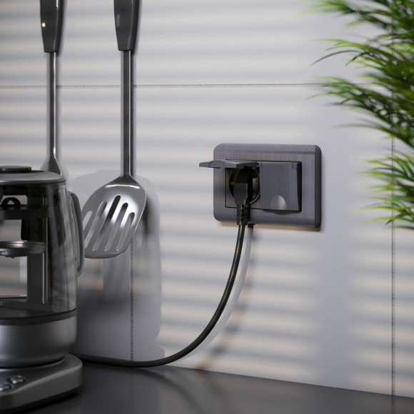 Рамка из поликарбоната для двойной розетки Stream графит W0082104