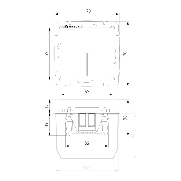 Выключатель одноклавишный с подсветкой (графит рифленый) W1110104
