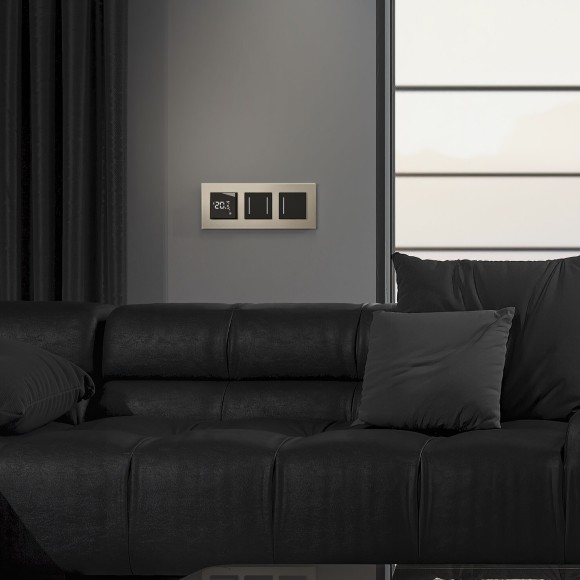 Сенсорный выключатель двухклавишный с подсветкой (черный) W4522008