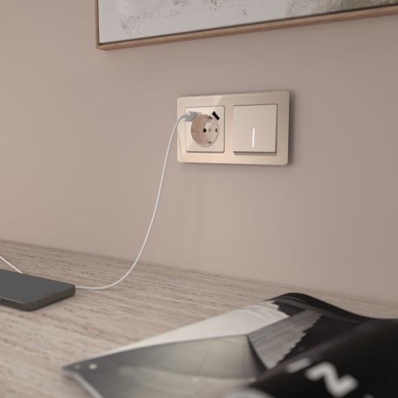 Выключатель одноклавишный с подсветкой (айвори акрил) W1110143