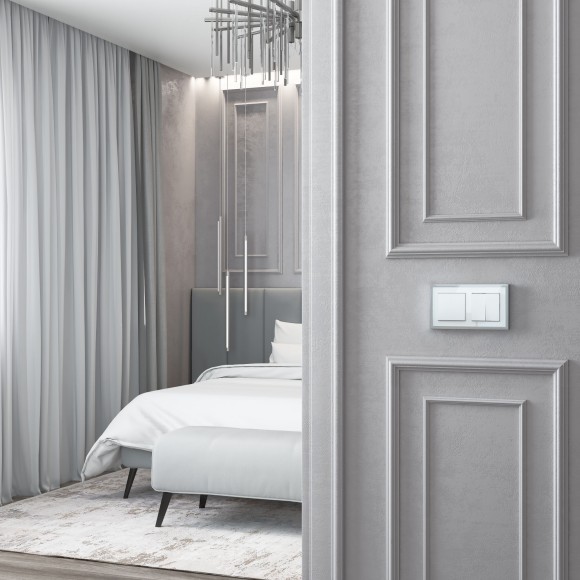 Рамка из металла на 2 поста Baguette белый/серебро W0022850 Рамка из металла на 2 поста Baguette белый/серебро W0022850