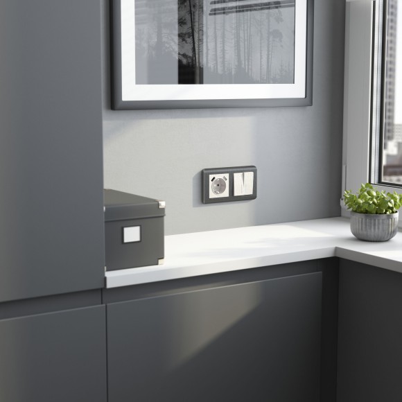 Выключатель двухклавишный проходной с подсветкой (перламутровый рифленый) W1122113 Выключатель двухклавишный проходной с подсветкой (перламутровый рифленый) W1122113