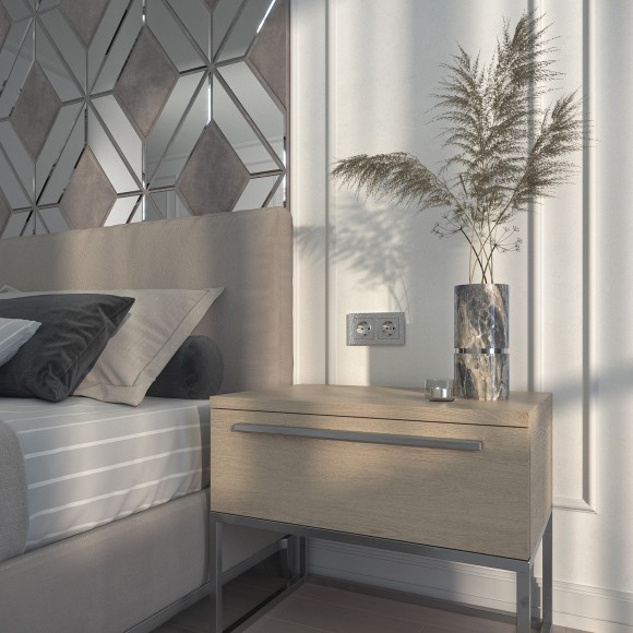 Розетка с заземлением (Hammaer серебряный) W1271006