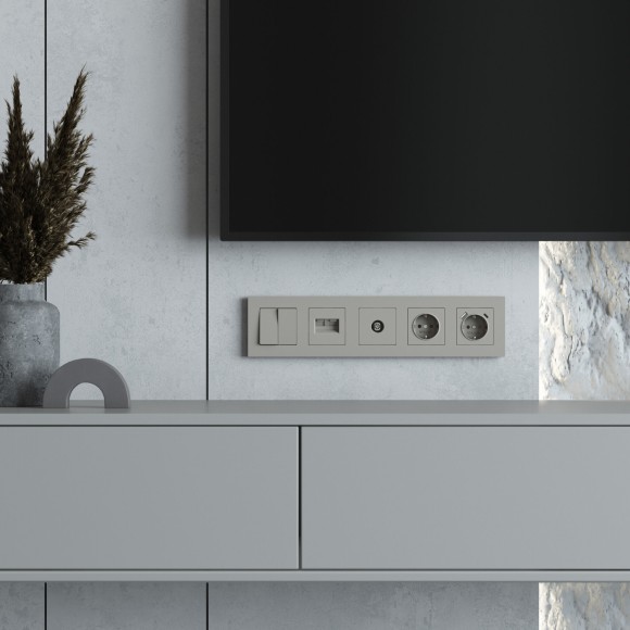 W0052917/ Рамка на 5 постов Slab (дымчатый софт) W0052917