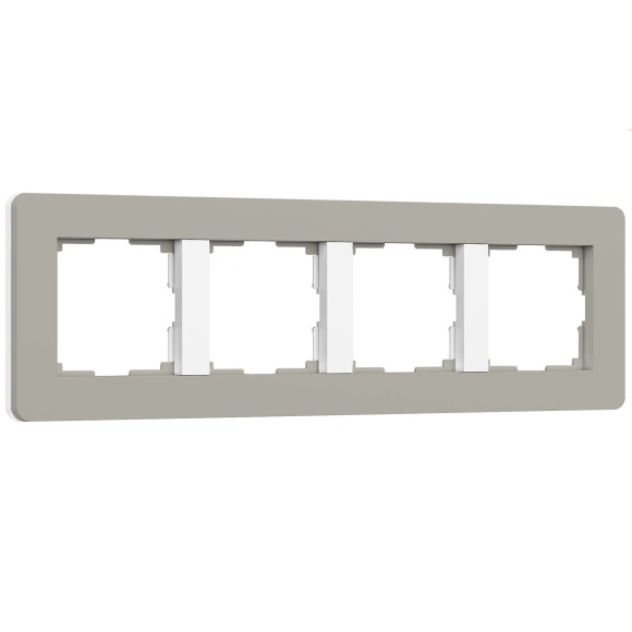 Рамка из поликарбоната на 4 поста Split дымчатый/белый, soft-touch W0043067