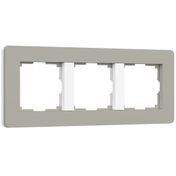 Рамка из поликарбоната на 3 поста Split дымчатый/белый, soft-touch W0033067