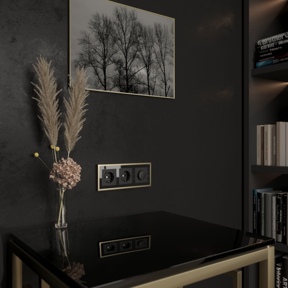 Розетка с заземлением и шторками (черный матовый) W1171108 Розетка с заземлением и шторками (черный матовый) W1171108