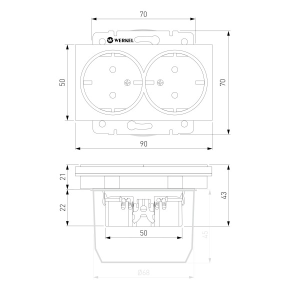 Розетка двойная с заземлением (белый матовый) W1172061
