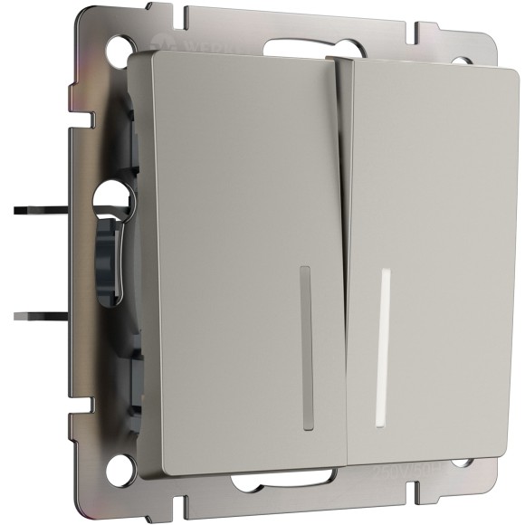 Выключатель двухклавишный проходной с подсветкой (дымчатый) W1222104