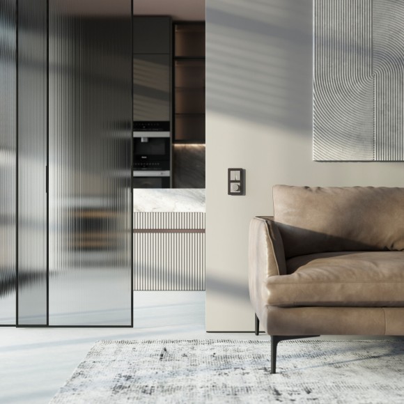 Выключатель двухклавишный проходной с подсветкой (дымчатый) W1222104