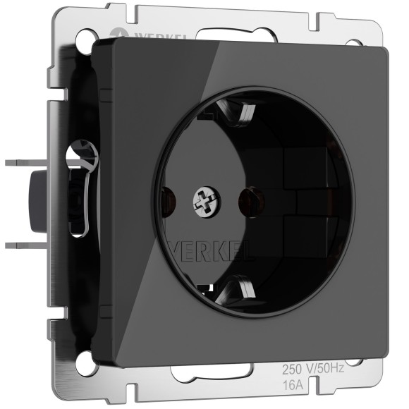 Розетка с заземлением (черный акрил) W1171048 Розетка с заземлением (черный акрил) W1171048