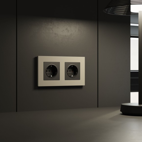 Розетка с заземлением, безвинтовой зажим (черный матовый) W1171308