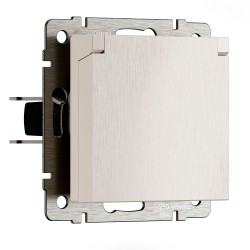 Розетка влагозащ. с зазем. с защит. крышкой и шторками N (перламутровый рифленый) W1171213 Розетка влагозащ. с зазем. с защит. крышкой и шторками N (перламутровый рифленый) W1171213