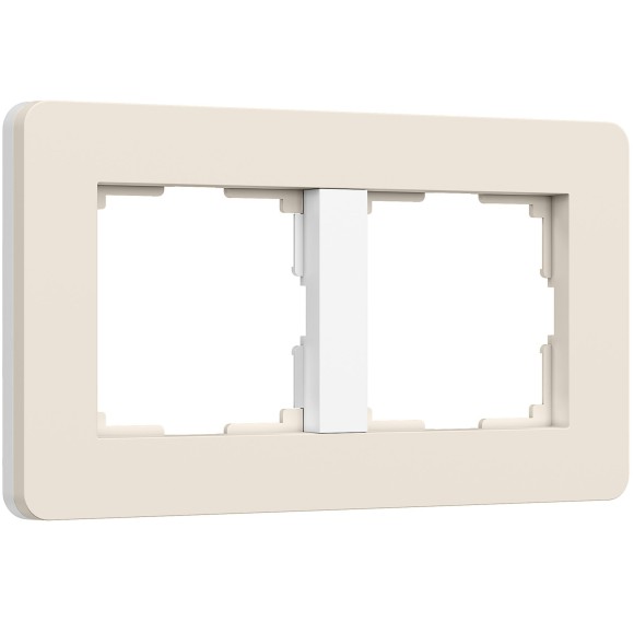 Рамка из поликарбоната на 2 поста Split айвори/белый, soft-touch W0023066