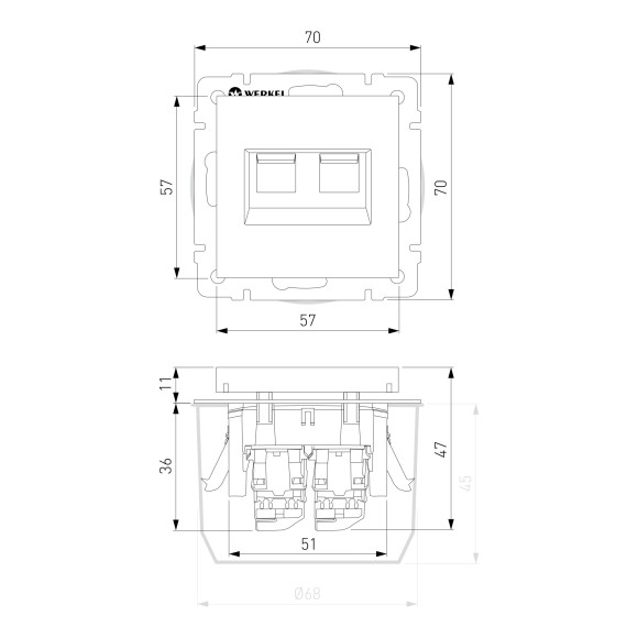 Розетка двойная Ethernet RJ-45 (черный матовый) W1182208