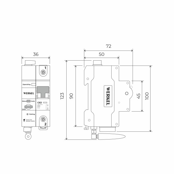 Умный автоматический выключатель 1 P 63 A C 6 kA W1001P6301