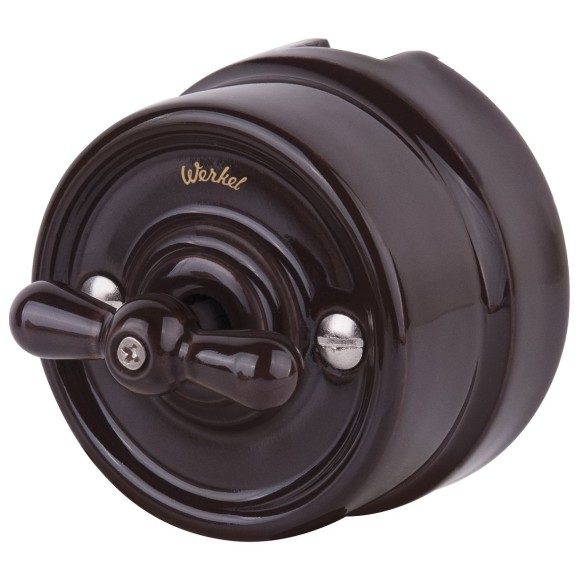 Переключатель/выключатель одноклавишный коричневый ретро W5612014