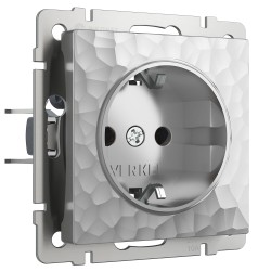 Розетка с заземлением и шторками (Hammaer серебряный) W1271106