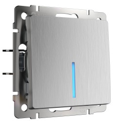Выключатель одноклавишный проходной с подсветкой cеребряный рифленый W1112109