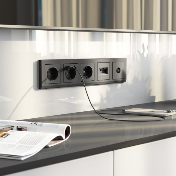 Рамка из поликарбоната на 5 постов Stark графит матовый W0051864