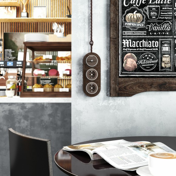 Переключатель/выключатель одноклавишный Vintage мокко матовый/хром W5812052 Переключатель/выключатель одноклавишный Vintage мокко матовый/хром W5812052