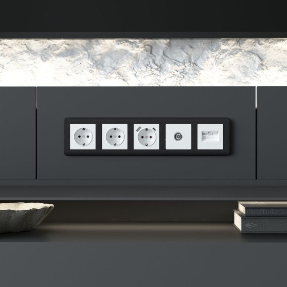 Рамка из поликарбоната на 5 постов Stream графит W0052104