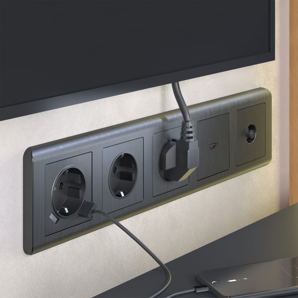 Рамка из поликарбоната на 5 постов Stream графит W0052104