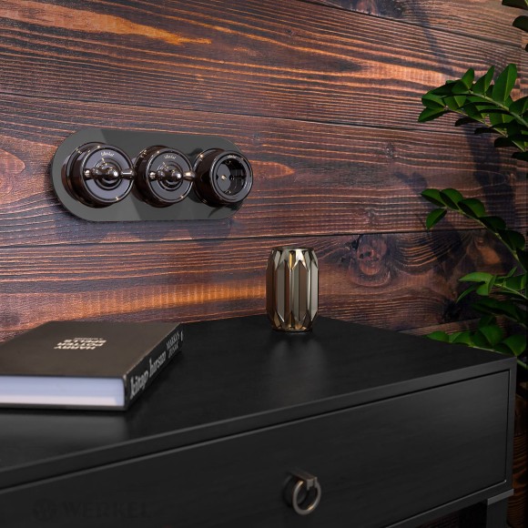 Выключатель на 4 положения двухклавишный коричневый ретро W5620014