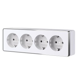 Розетка четверная с заземлением и шторками Gallant белая W5072210