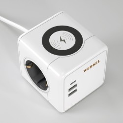 Розеточный блок 3-местный + 3×USB + беспроводная зарядка W6513501