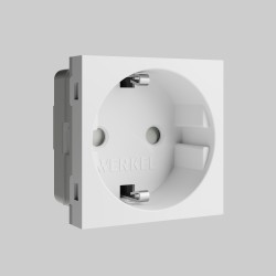 W1171160/ Модульная розетка с заземлением и шторками 45*45  (белый) W1171160