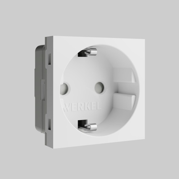 W1171160/ Модульная розетка с заземлением и шторками 45*45  (белый) W1171160