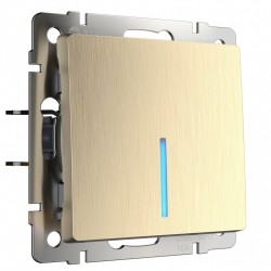 Выключатель одноклавишный проходной с подсветкой (шампань рифленый) WL10-SW-1G-2W-LED Werkel