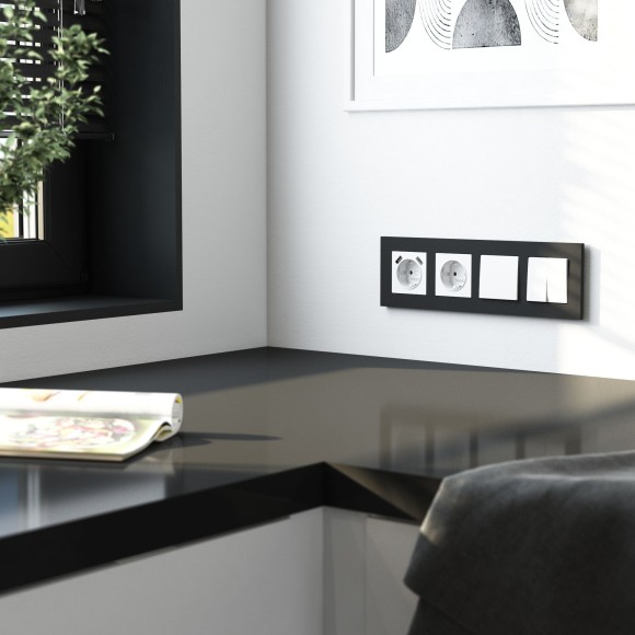 Рамка из поликарбоната на 4 поста Slab черный софт W0042908 Рамка из поликарбоната на 4 поста Slab черный софт W0042908