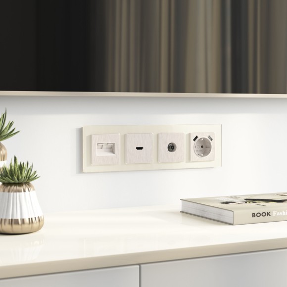 Накладка для двойной розетки Еthernet RJ-45 (перламутровый рифленый) W1191113 Накладка для двойной розетки Еthernet RJ-45 (перламутровый рифленый) W1191113