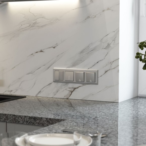 Выключатель двухклавишный проходной (серебряный матовый) W1122065 Выключатель двухклавишный проходной (серебряный матовый) W1122065