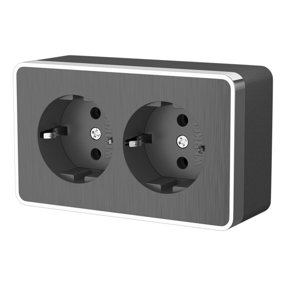 Розетка двойная с заземлением Gallant графит рифленый W5072104 Розетка двойная с заземлением Gallant графит рифленый W5072104