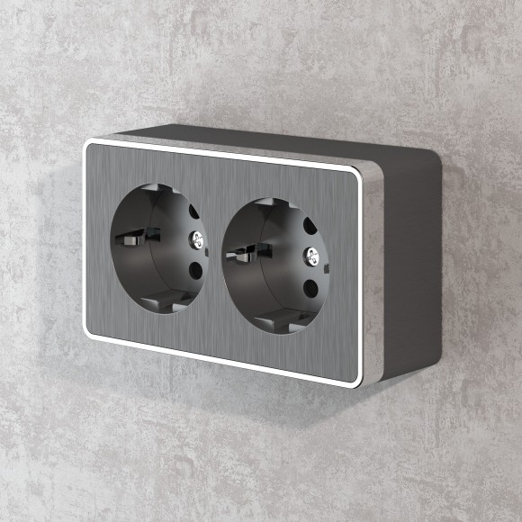 Розетка двойная с заземлением Gallant графит рифленый W5072104 Розетка двойная с заземлением Gallant графит рифленый W5072104