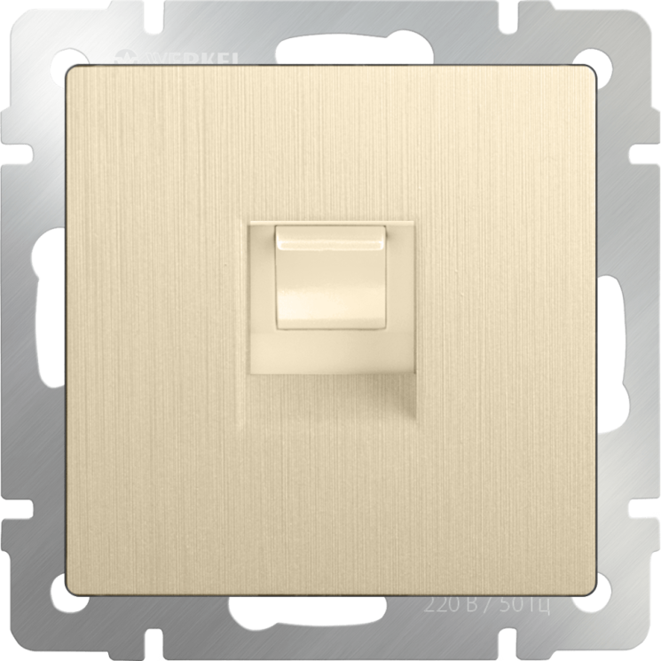 Телефонная розетка  RJ-11 (шампань рифленый) WL10-RJ-11